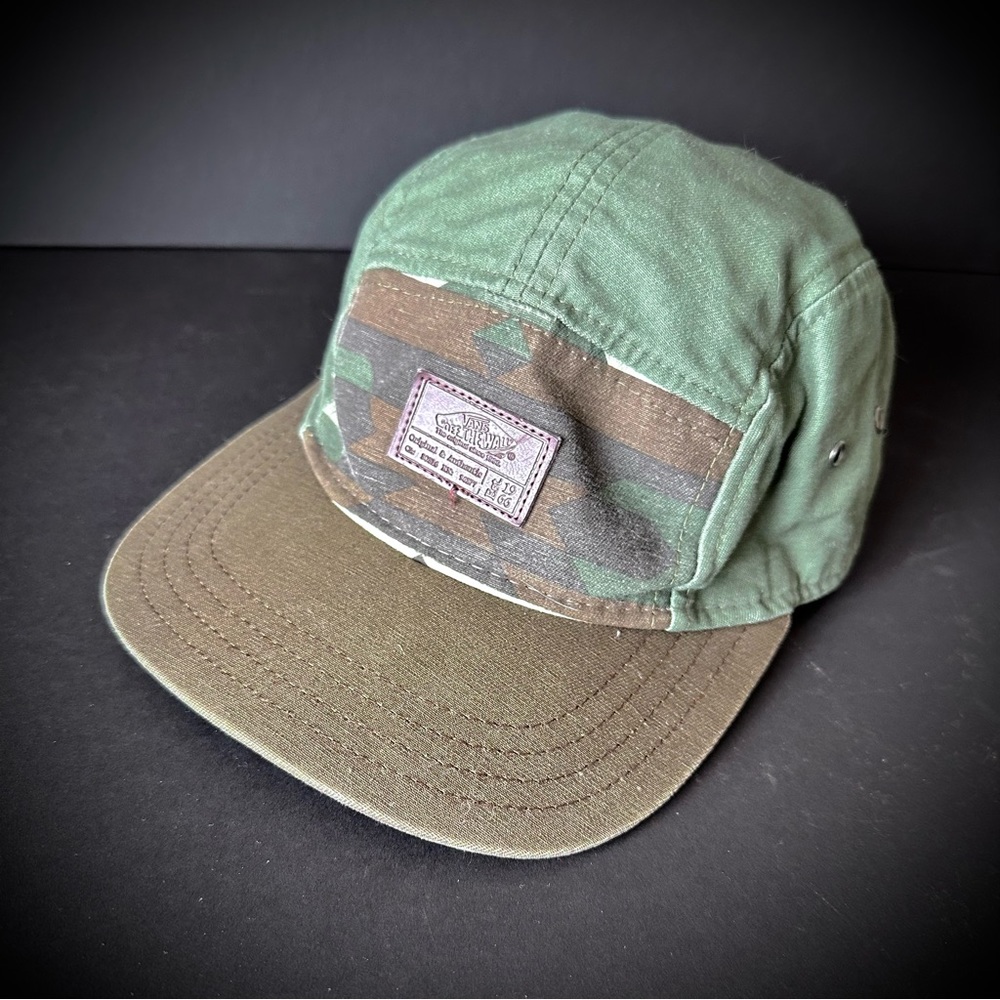 Vans Off The Wall Green Army Camouflage Hat Trucker 5 Panel Baseball Skater Cap